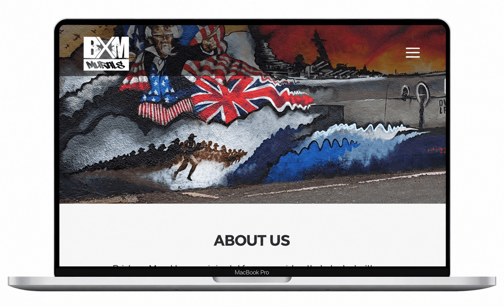 Brixham Mural Tour website in a laptop frame