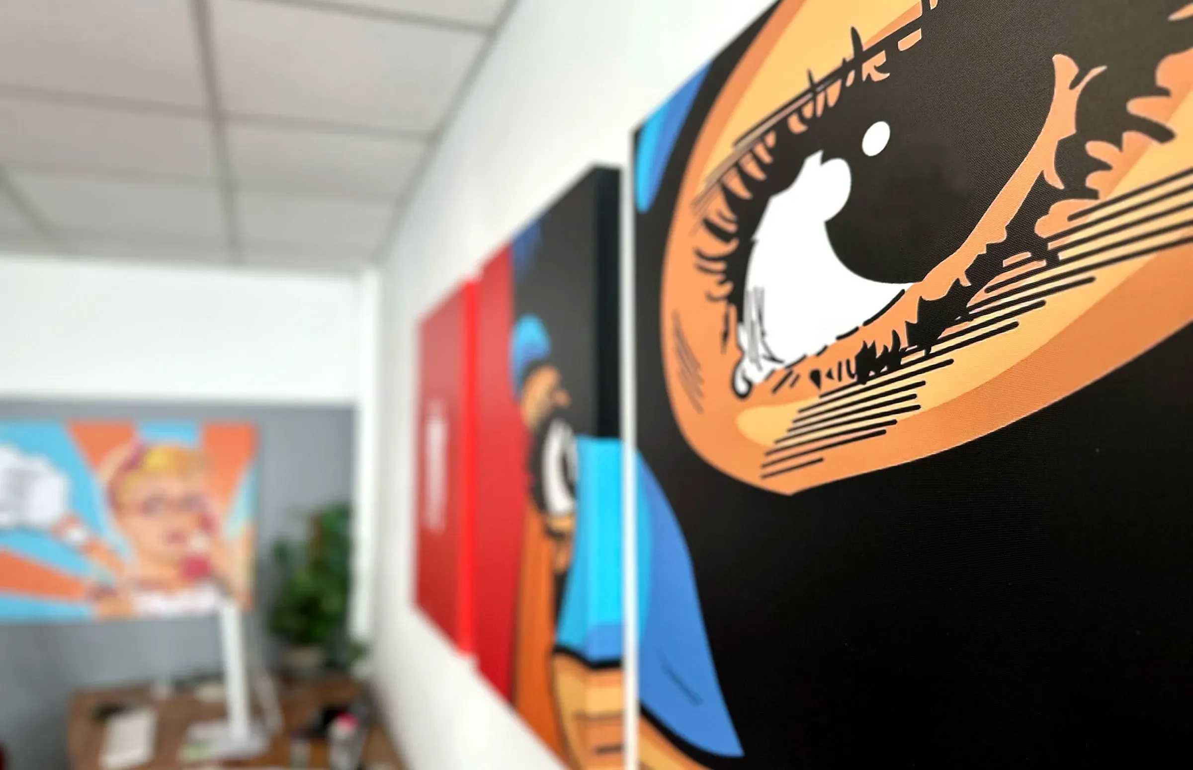 Colourful artwork in the LukeTom office
